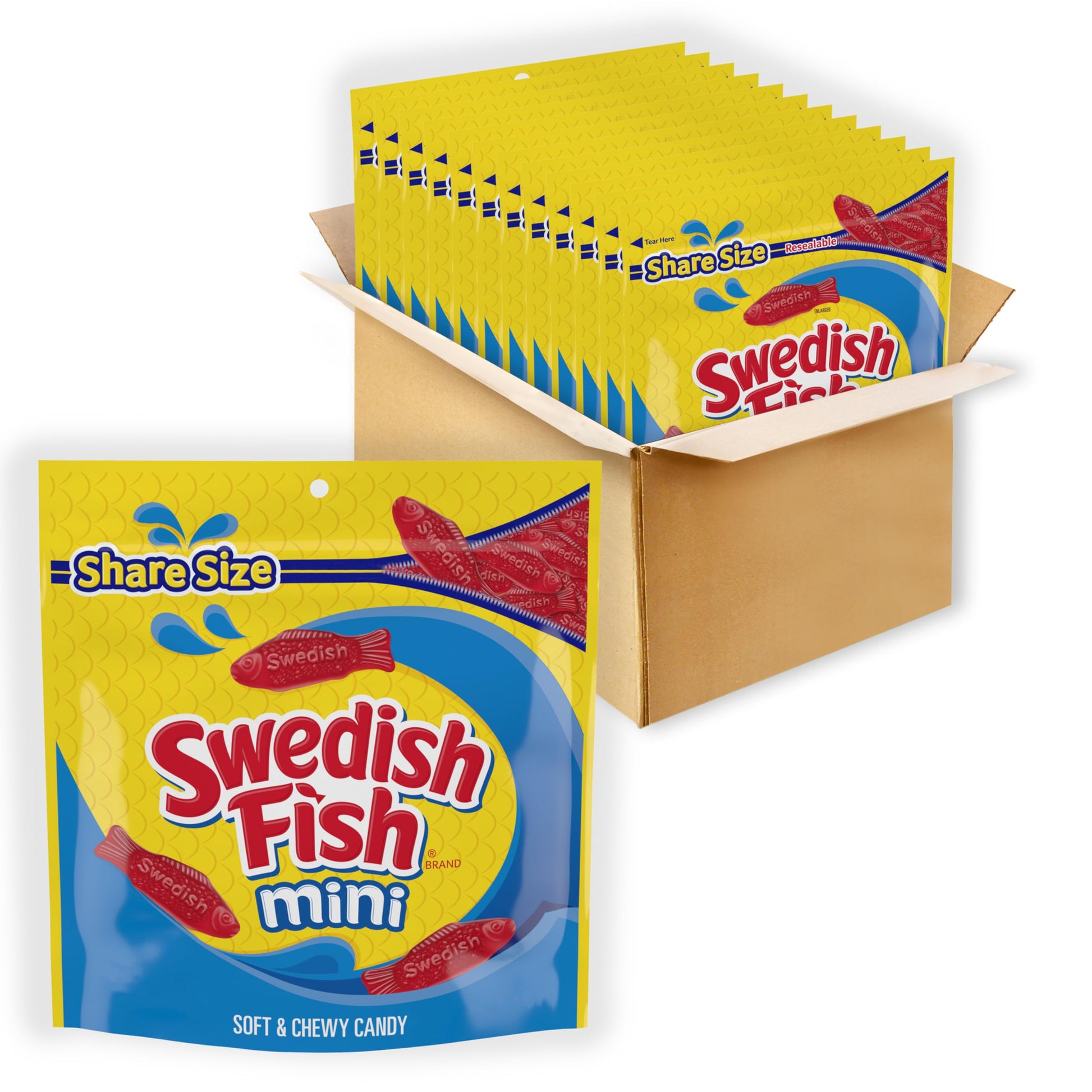 Swedish Fish Mini Soft & Chewy Candy, Share Size, Bulk Candy, 12-12 Oz Bags