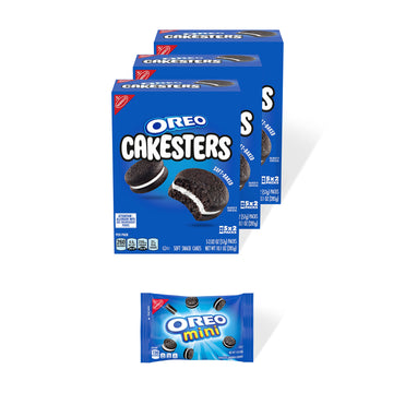 Oreo Cakesters Soft Snack Cakes, 3 - 5 Count Packs (15 Total Snack Packs) + Bonus Oreo Mini Cookie Snack Pack
