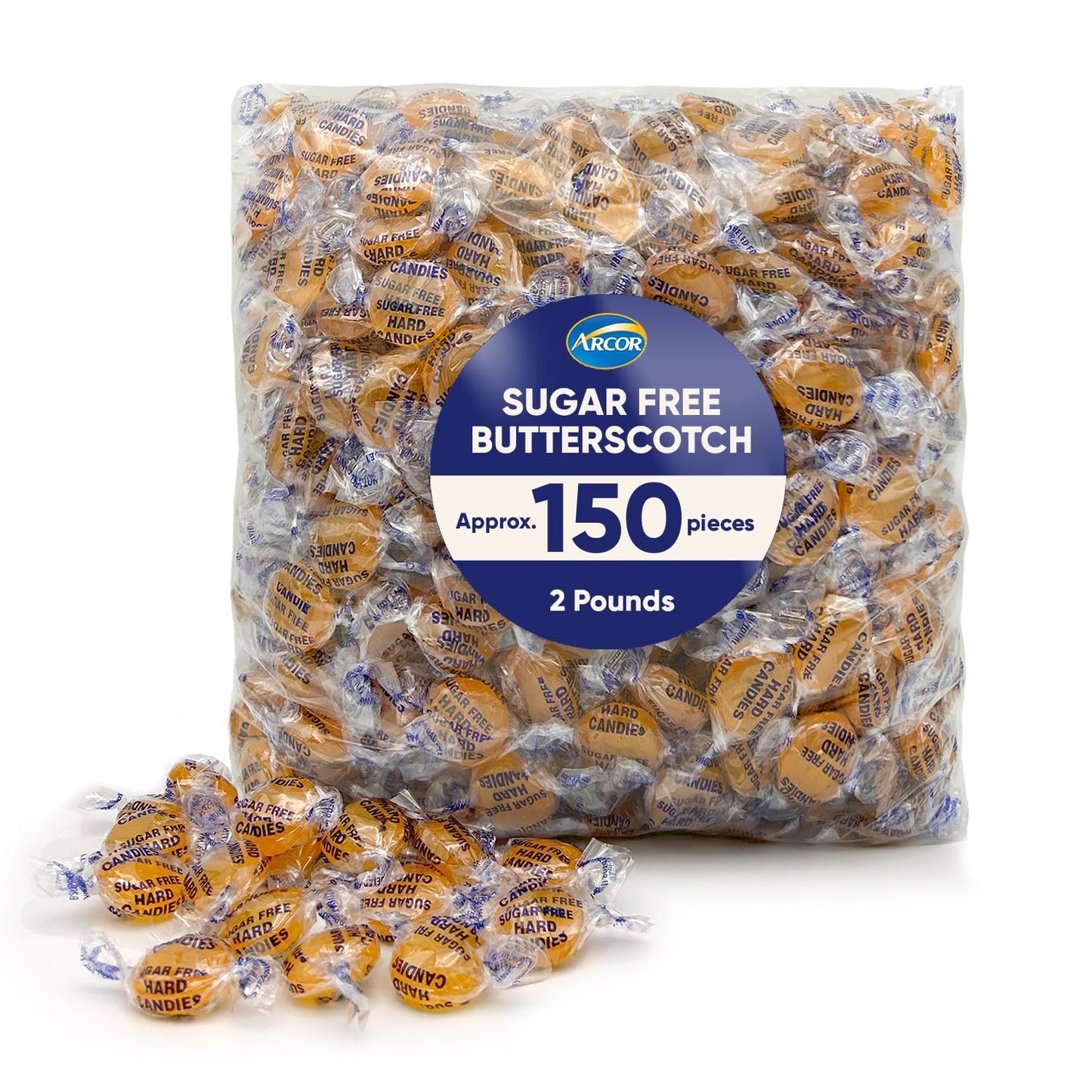 Sugar Free Butterscotch Hard Candy - Sugar Free Candy - 2 Pounds Approximately 150 Butterscotch Candies - Bulk Candy - Sugar Fre