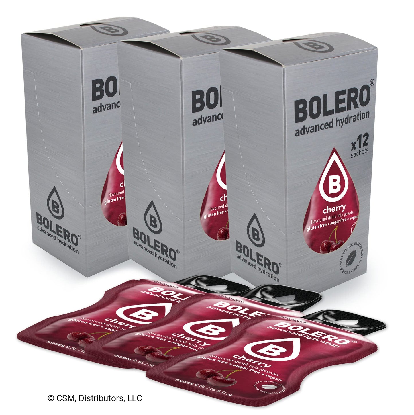 Bolero- Sugar Free Drink Mix Packets Cherry Fruit Flavors | Powdered Flavored Water Packets | 36 Small Sachet On The Go Packets