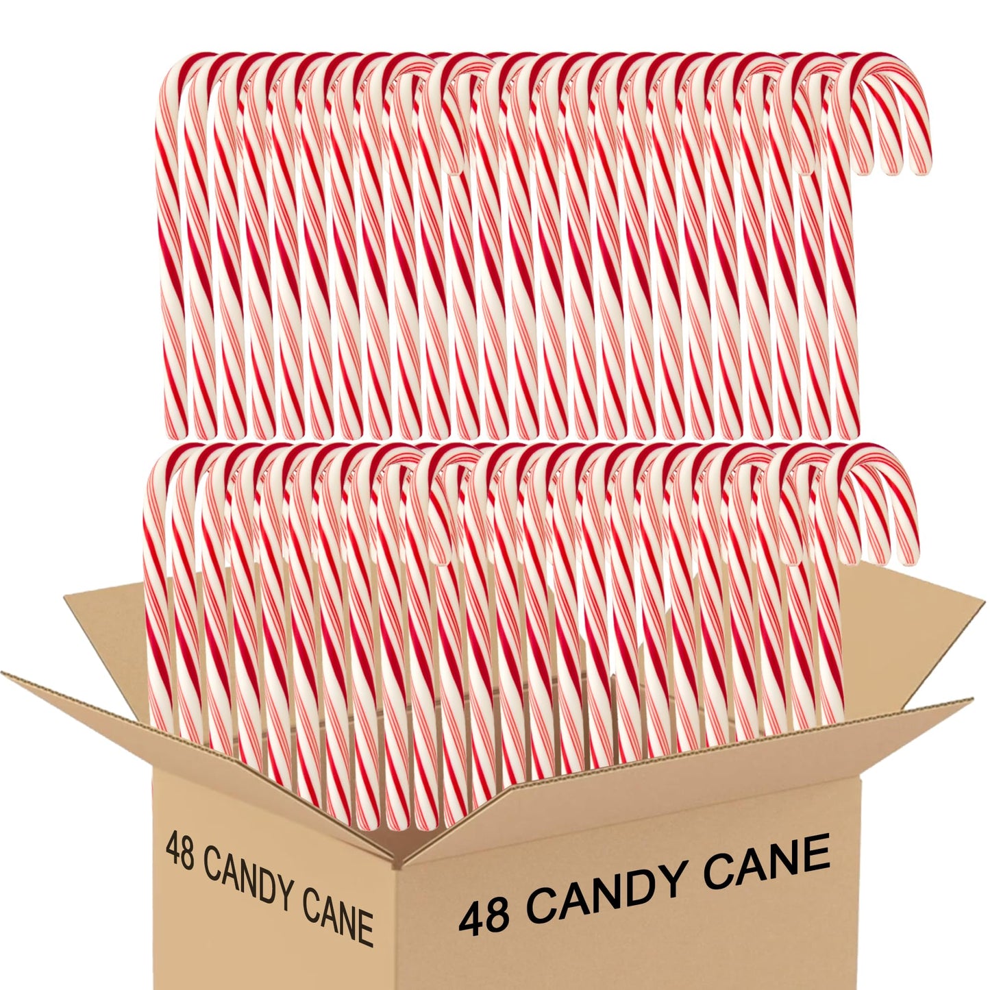 Generic Candy Cane Peppermint - Classic Red & White, Individually Wrapped, 48 Count