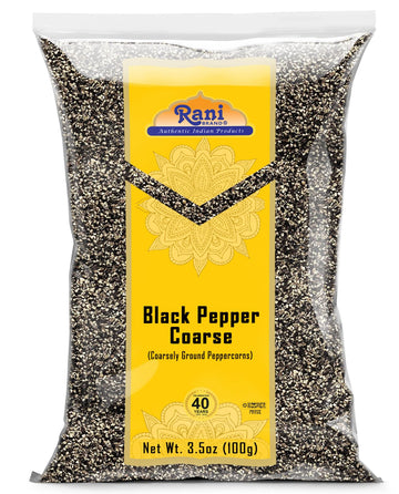 Rani Black Pepper Coarse Ground 28 Mesh (Table Grind) 3.5oz (100g) ~ All Natural | Vegan | Gluten Friendly | NON-GMO | Kosher | 