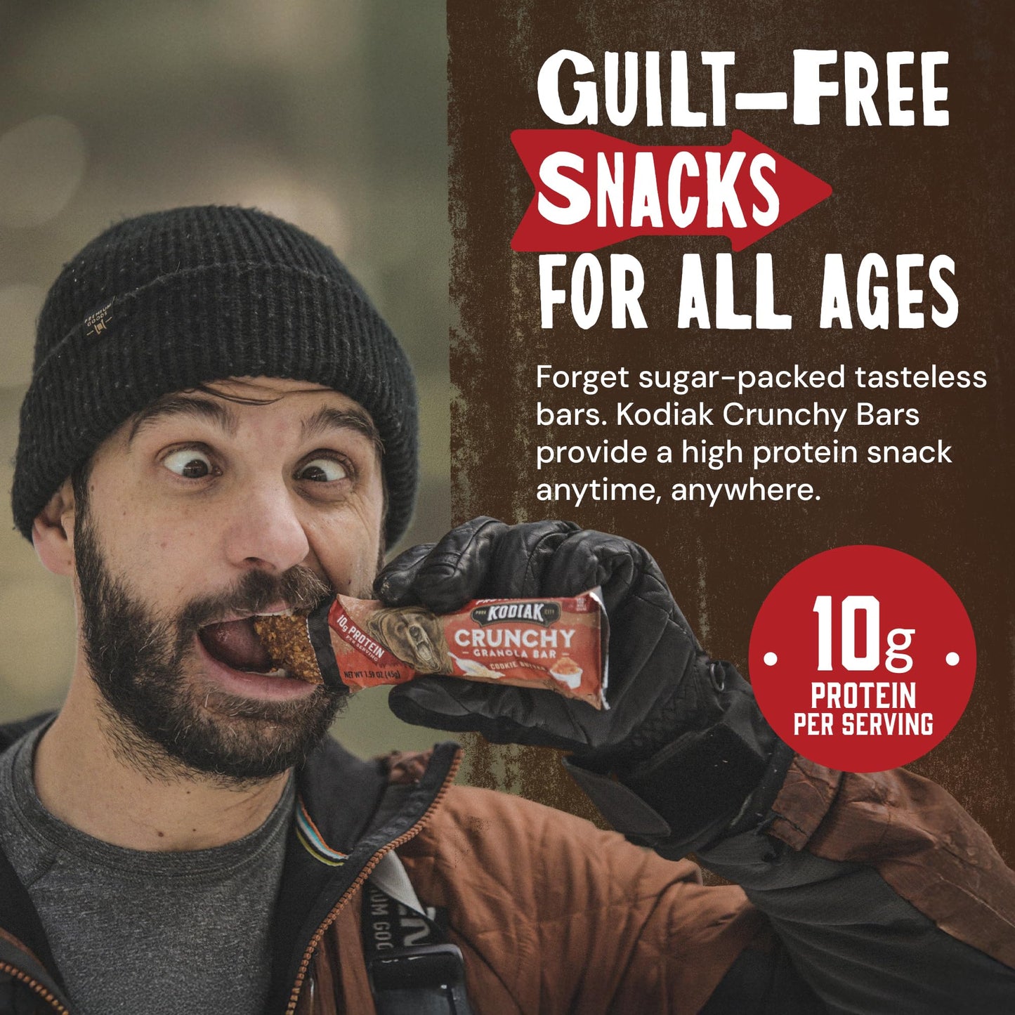 Kodiak Cakes Crunchy Granola Protein Snack Bars, Cookie Butter, 12 Count (Pack of 12), 100% Whole Grains, High Protein
