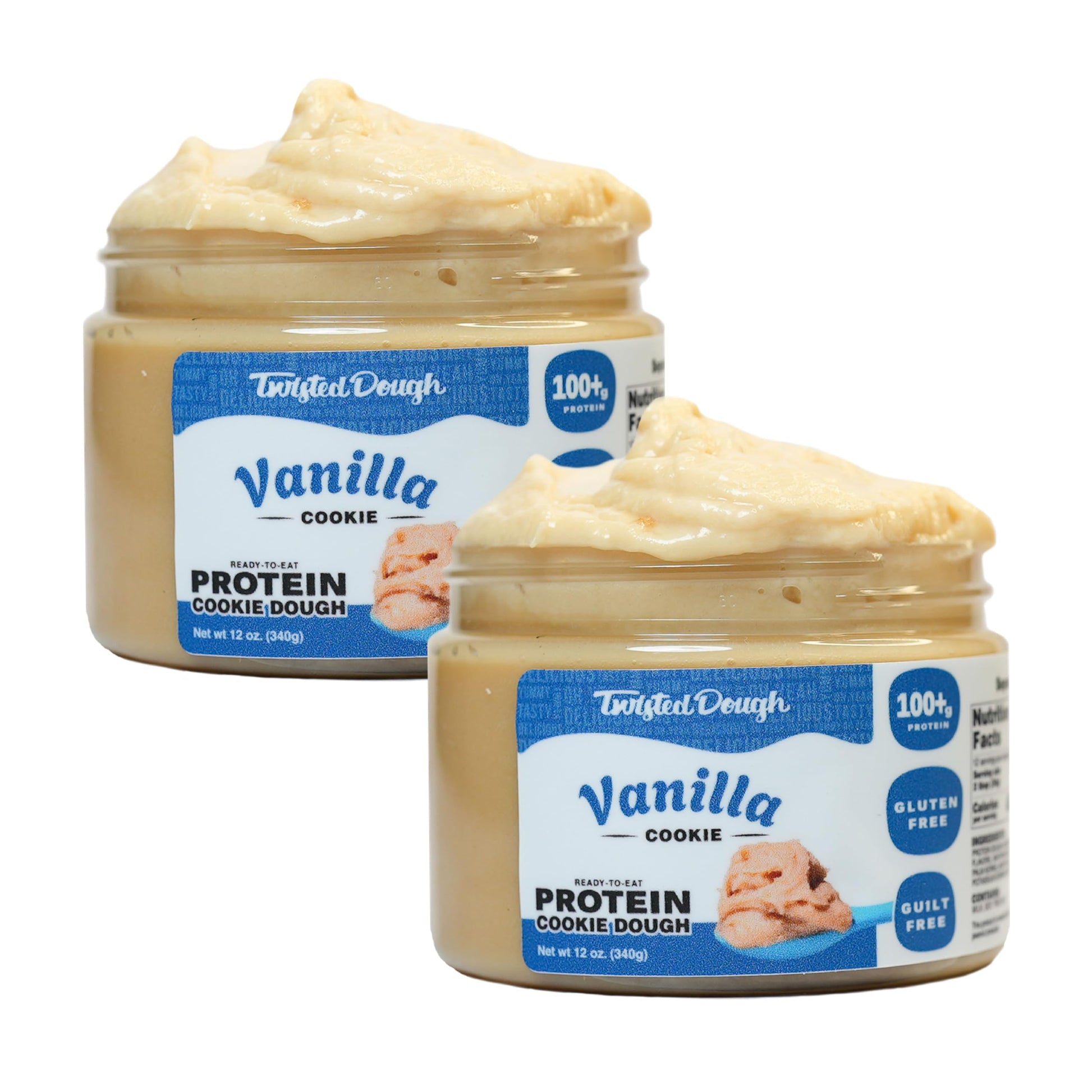 Twisted Dough Protein Cookie Dough, Vanilla Cookie Flavor, 2 Pack, 100g Protein, Healthy Snacks, Gluten Free Edible Cookie Snack