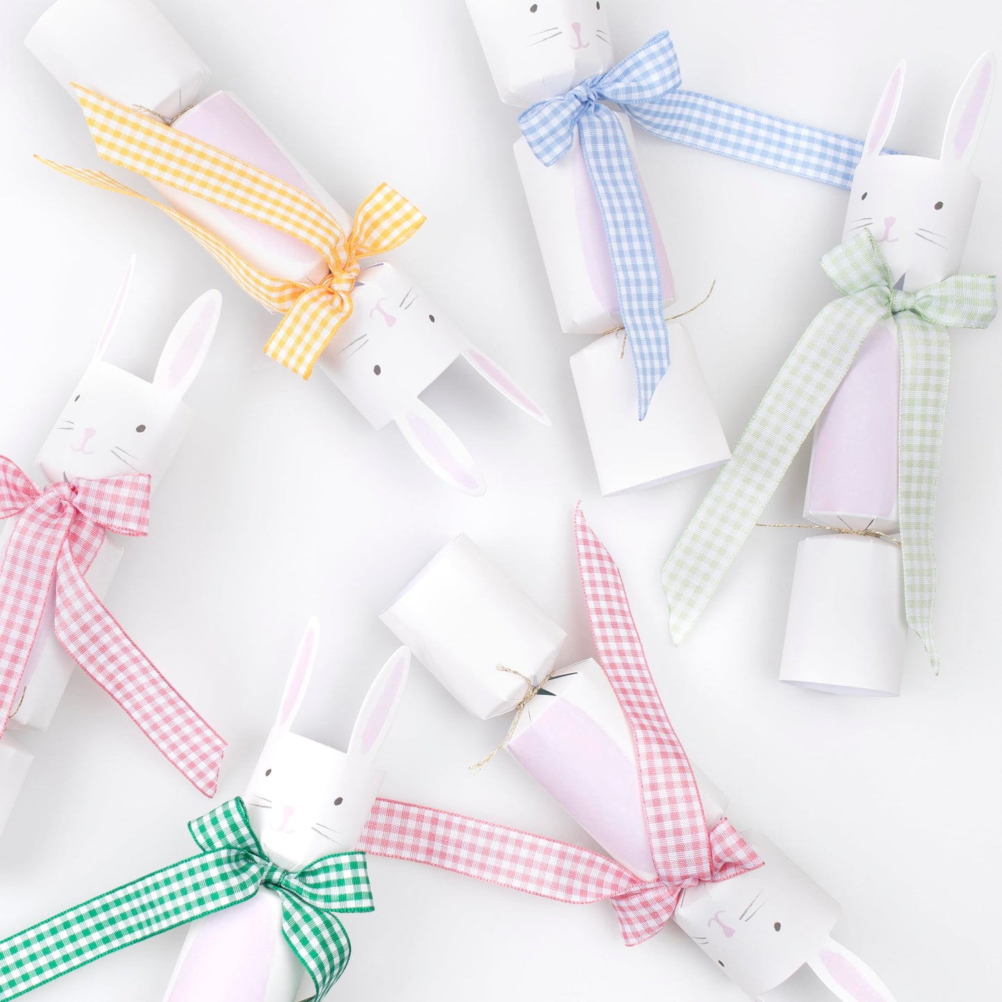 Meri Meri Gingham Bow Bunny  ers, Pack of 6, Paper, Multicolored