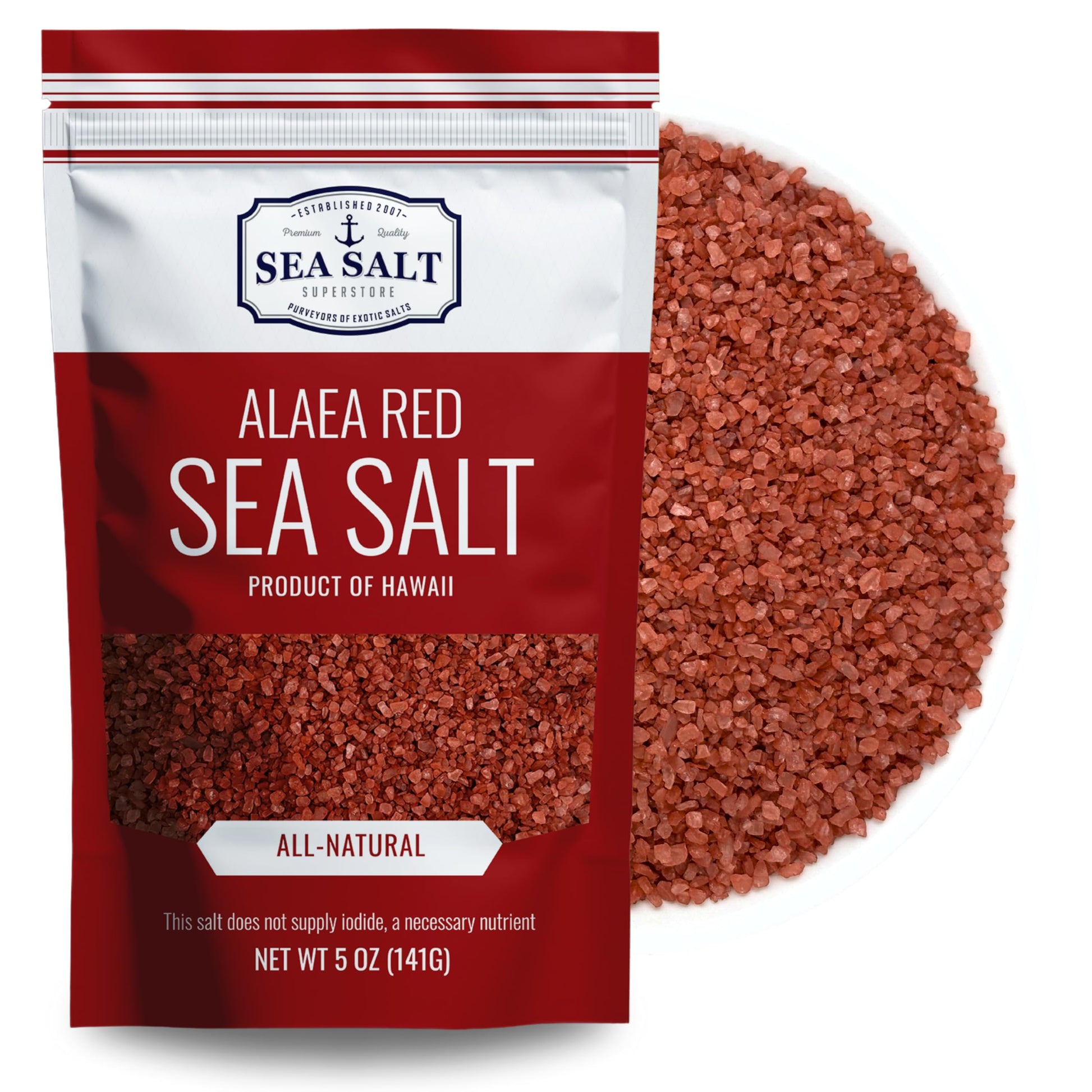 Alaea Red Hawaiian Sea Salt, Red Finishing Salt To Add Color To Any Dish, Made With Alaea Clay, 5 Oz Pouch - Sea Salt Superstore