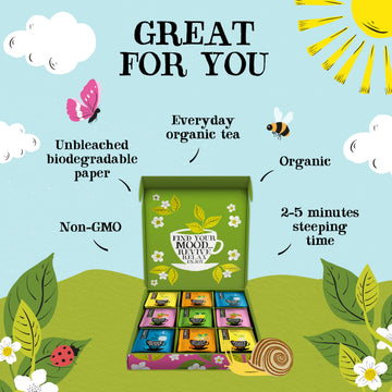 Clipper Tea Organic Herbal & Green Tea Selection/Sampler, Gift Box - Eco Friendly, Self Care, Fair Trade. Assorted Individually