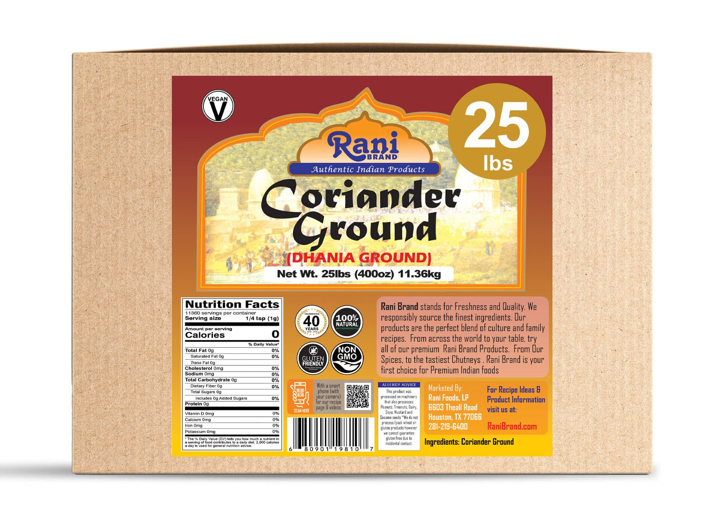 Rani Ground Coriander Powder, All Natural, Vegan, 25 lbs Bulk Box, Indian Origin