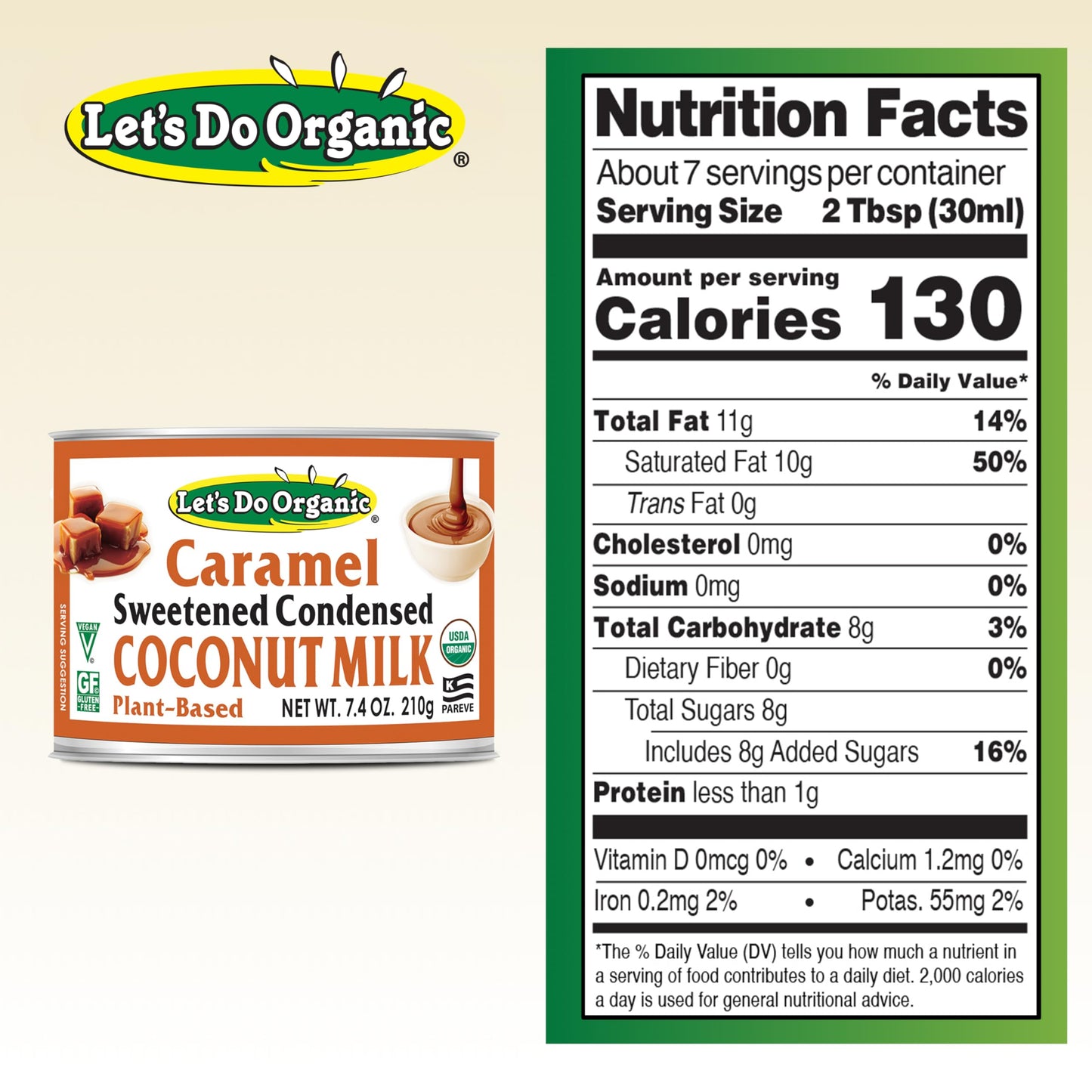 Lets Do Organic Caramel Condensed Coconut Milk - Vegan Condensed Milk Canned, Coconut Condensed Milk Canned Sweetened - 7.4 Ounc