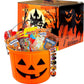 Halloween Assorted Pumpkin Bucket (44 Count) Filled with Candies  Snacks  Cookies and more   for Family  Friends  Kids  Boys and Girls