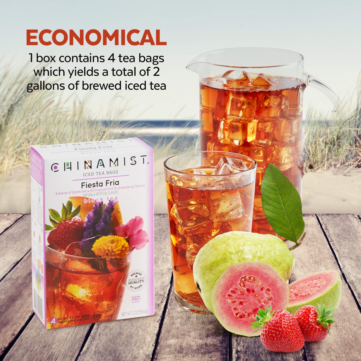 CHINAMIST Iced Tea Black Tea Infusion – 4 Count – Each Bag Yields 1/2 Gallon – Model 2915
