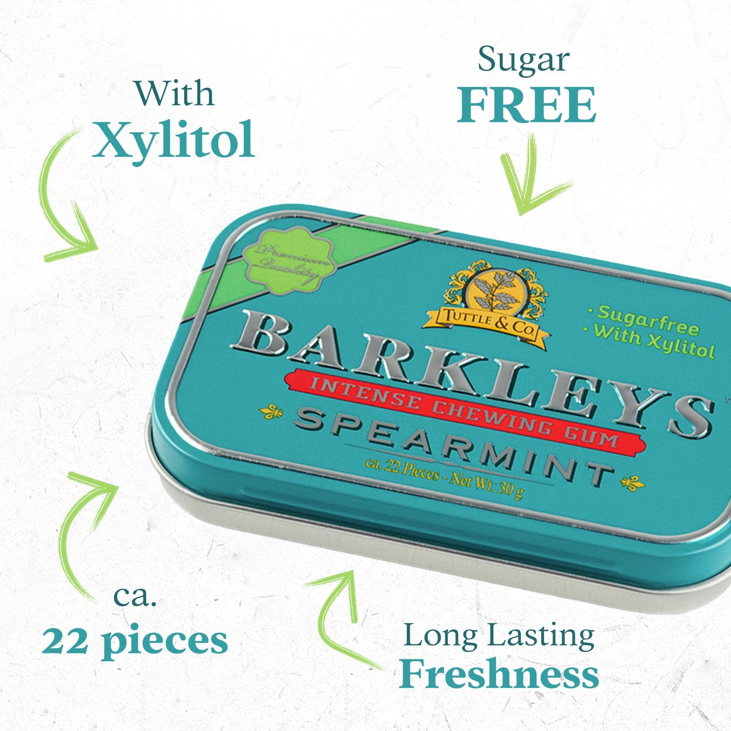 Barkleys Sugar Free Gum, Spearmint Gum- Breath Refreshing And Long-Lasting Flavor- Chewing Gum Sugar Free, Sugarless Gum, Mint G
