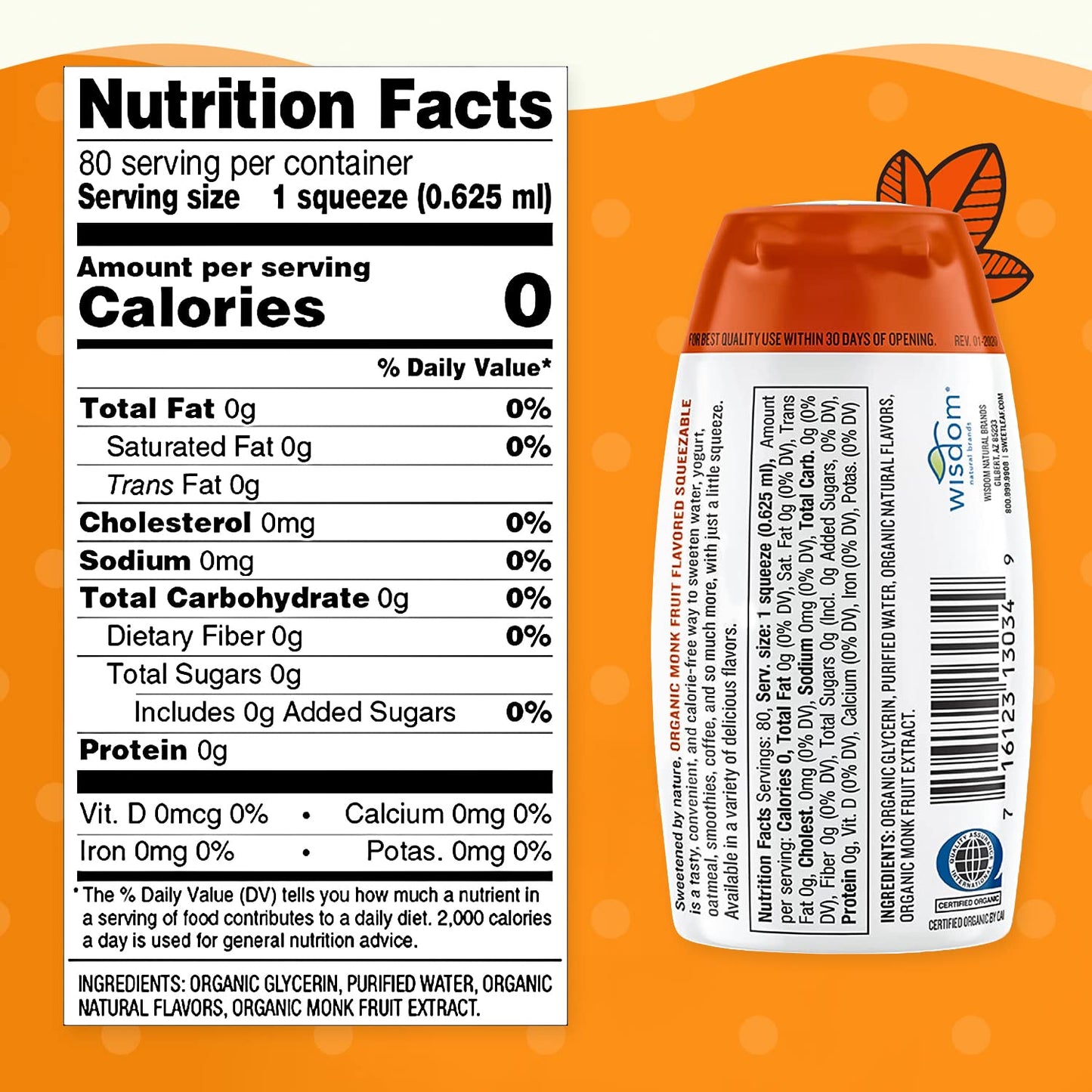 SweetLeaf Organic Monk Fruit Sweetener, Monk Fruit Extract, Sugar Free Monkfruit Sweetener, Keto Syrup for Coffee, Sugar Alterna
