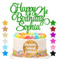 EDSG Personalized Birthday Cake Topper, Double-Sided Glitter, Any Age & Name, Green