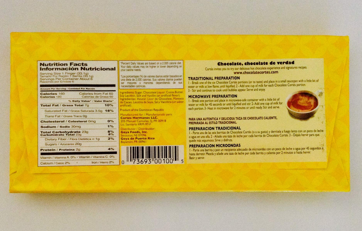 Chocolate Cortes Sweet Chocolate (2 Pack) 7 Oz Each