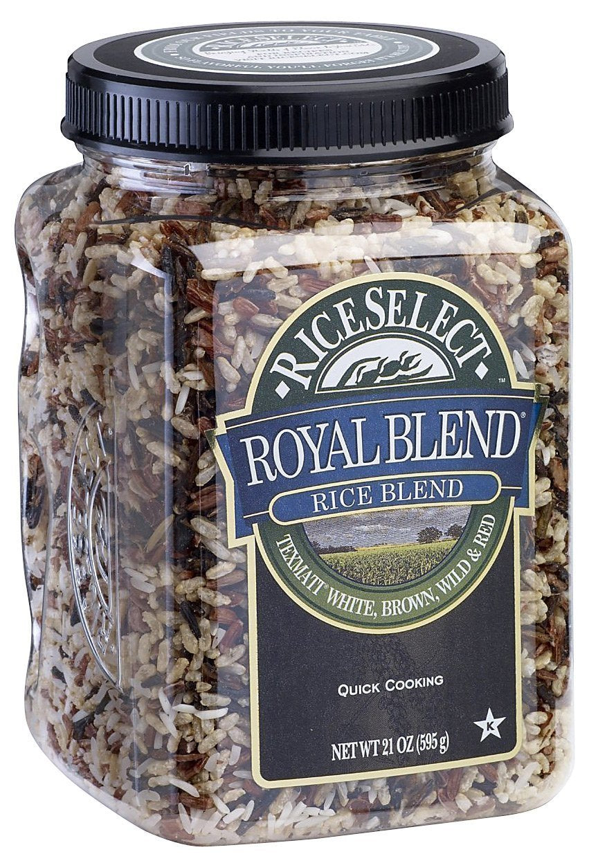 RiceSelect Royal Blend Rice - Texmati White, Brown, Wild & Red Rice, Gluten-Free, Non-GMO, 21 oz (Pack of 4 Jars)