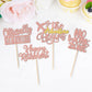 Rssta i Cupcake Toppers, Happy Retirement, Rose Gold, Glitter, 24 Pack, No Work Zone, Cake Decorations