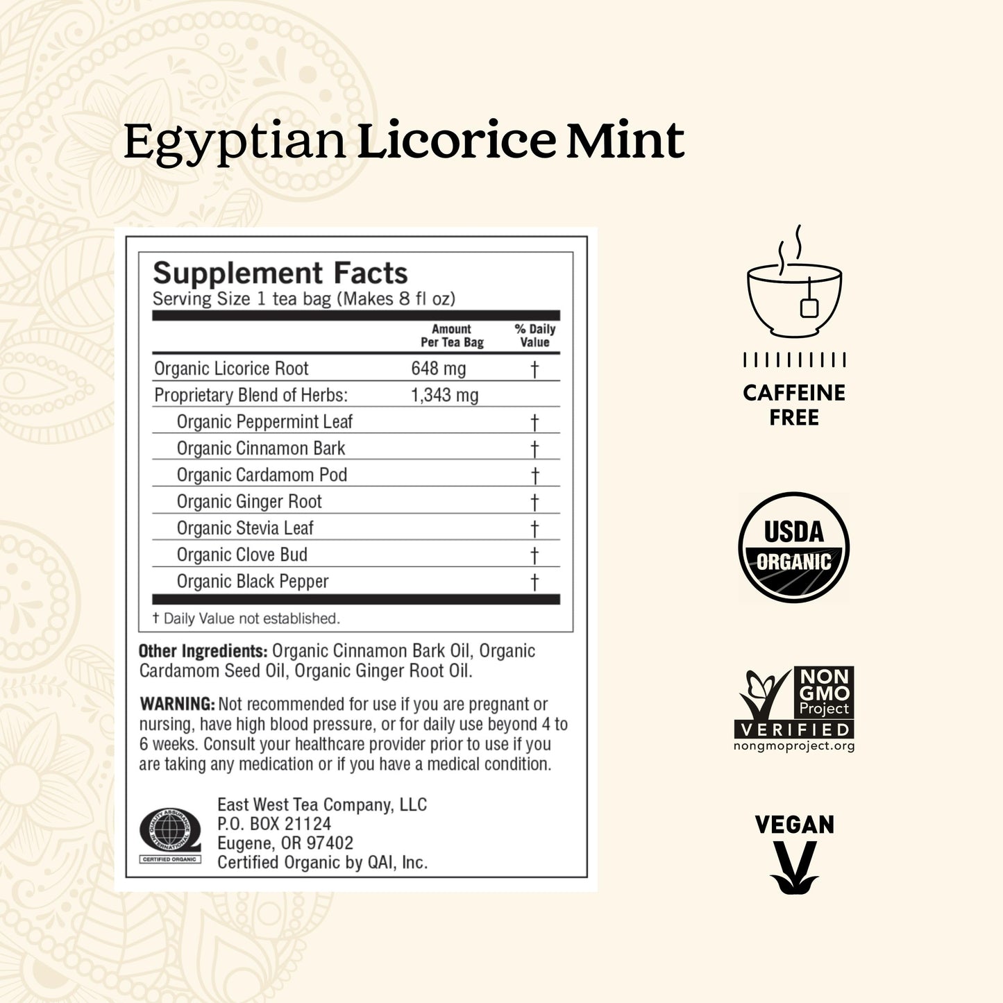 Yogi Tea Egyptian Licorice Mint Tea - Caffeine Free Herbal Tea - 64 Organic Bags - 16 Count (Pack of 4)