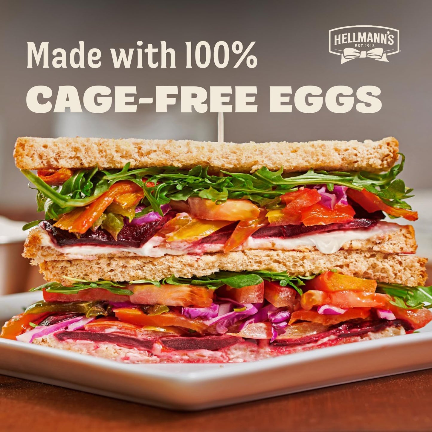 Hellmanns Real Mayonnaise Squeeze Bottle Made from 100% Recycled Plastic  No-Mess Cap  Condiment for Sandwiches  Salads  Mayo Made with Cage Free Eggs  Gluten Free  11.5 Fl Oz (Pack of 12)