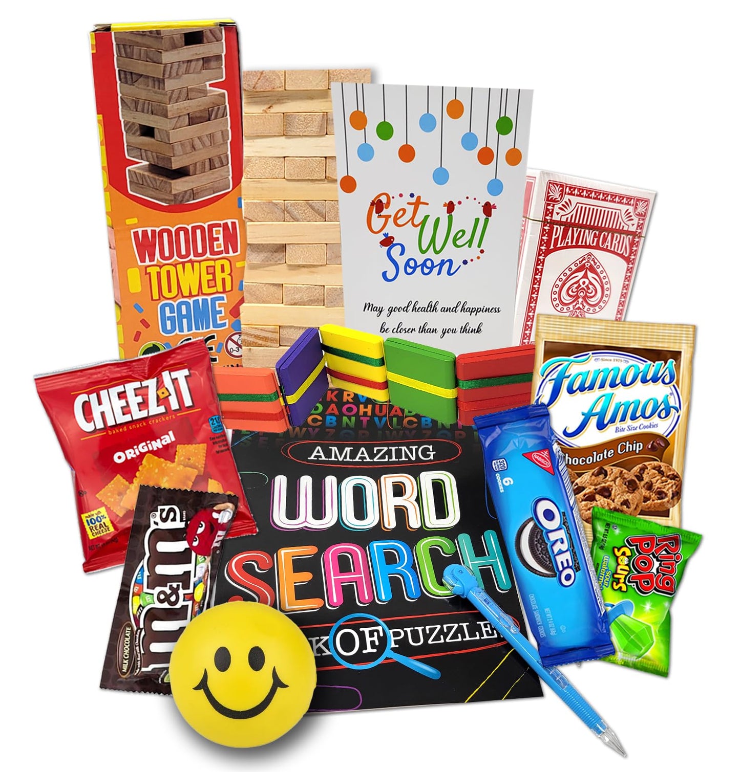Zelica Kids Get Well Gift Basket - 14 Piece Care Package with Toys, Games, Candy & Snacks for Home or Hospital
