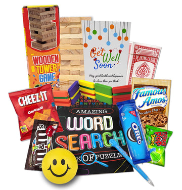 Zelica Kids Get Well Gift Basket - 14 Piece Care Package with Toys, Games, Candy & Snacks for Home or Hospital