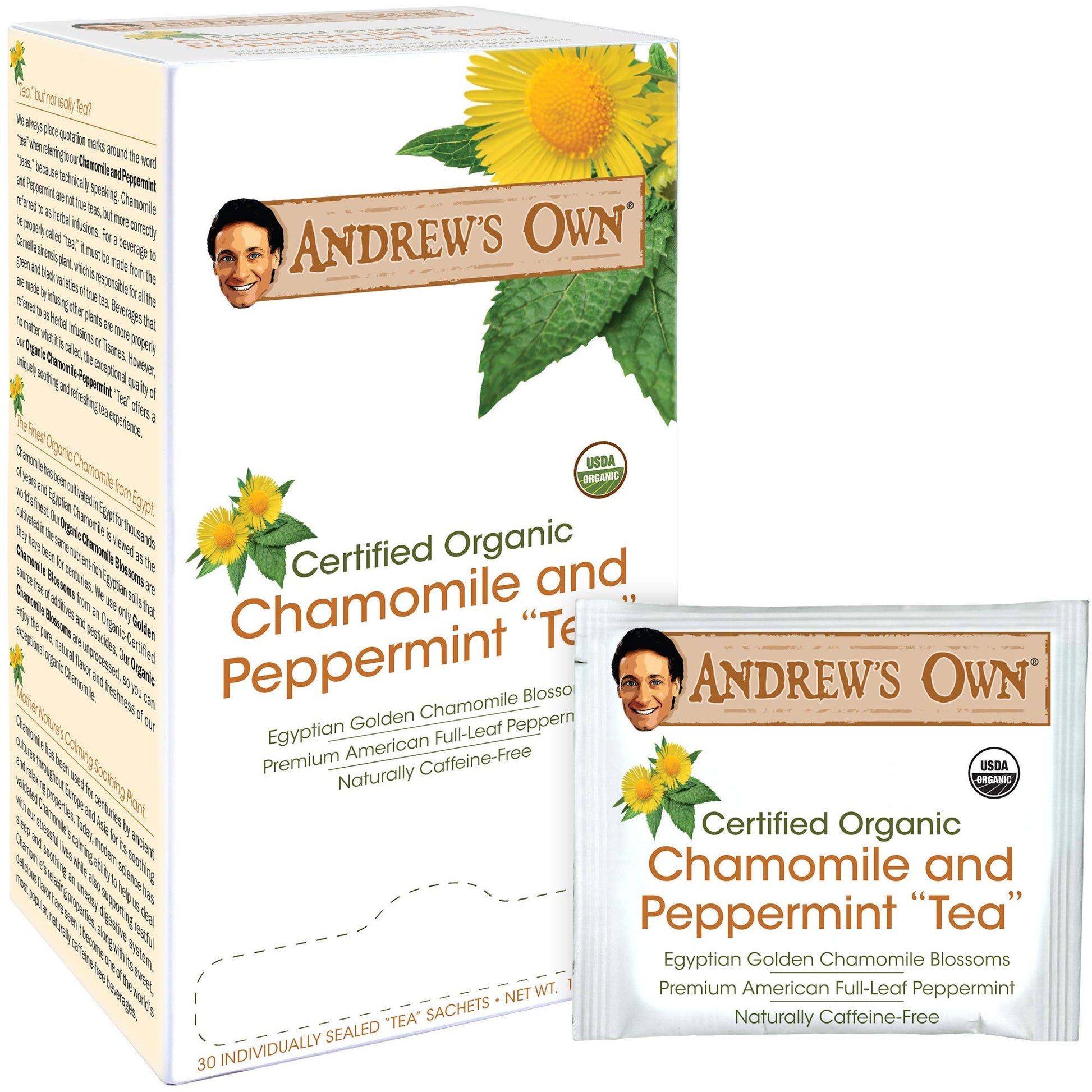 ANDREW LESSMAN Chamomile and Peppermint Tea - Caffeine-Free Herbal Blend, 60 Sachets