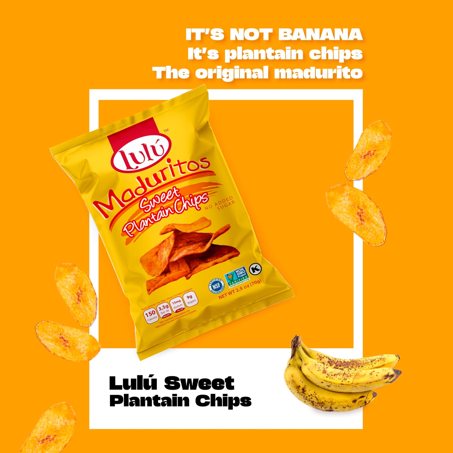 LULU Plantain Chips - Naturally Sweet Maduritos, Gluten Free, No Added Sugar, 2.5 Ounce (Pack of 30)