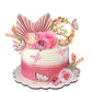 17 Pcs Flower Cake Toppers Boho Cake Toppers Butterfly Cake Decorations With Light Artificial Roses Eucalyptus And Butterflies F