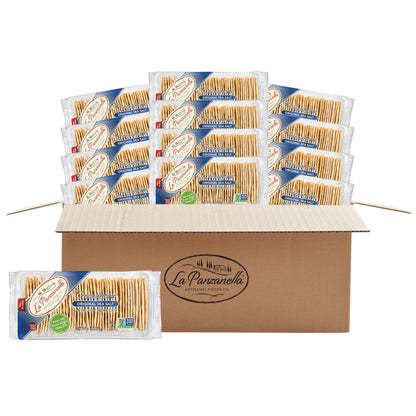La Panzanella Croccantini, Original Sea Salt Crackers (Pack of 12) - Light Artisanal Crackers, Charcuterie Crackers, Non-GMO, Ko