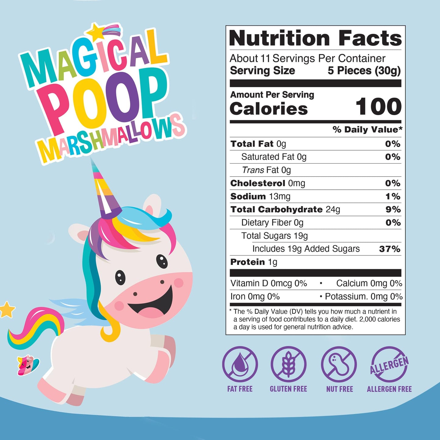 Sophiepops & Gumdrops Magical Unicorn Poop Marshmallows, Rainbow Marshmallow Candy For Easter Or Any Party, Non-Fat, Nut And Glu