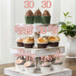 Rssta i Cupcake Toppers 24 Pack Rose Gold Paper Decorations for 30th Birthday and Wedding Anniversary Party