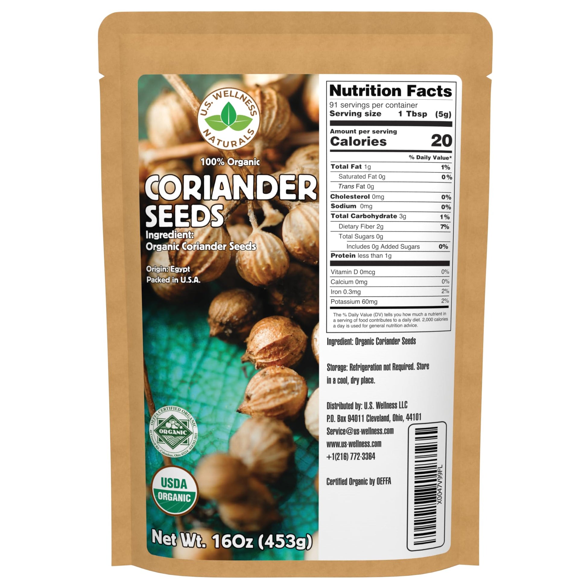 Coriander Seeds  16 Oz  100% Certified Organic  Raw  Non-Gmo  Non-Irradiated