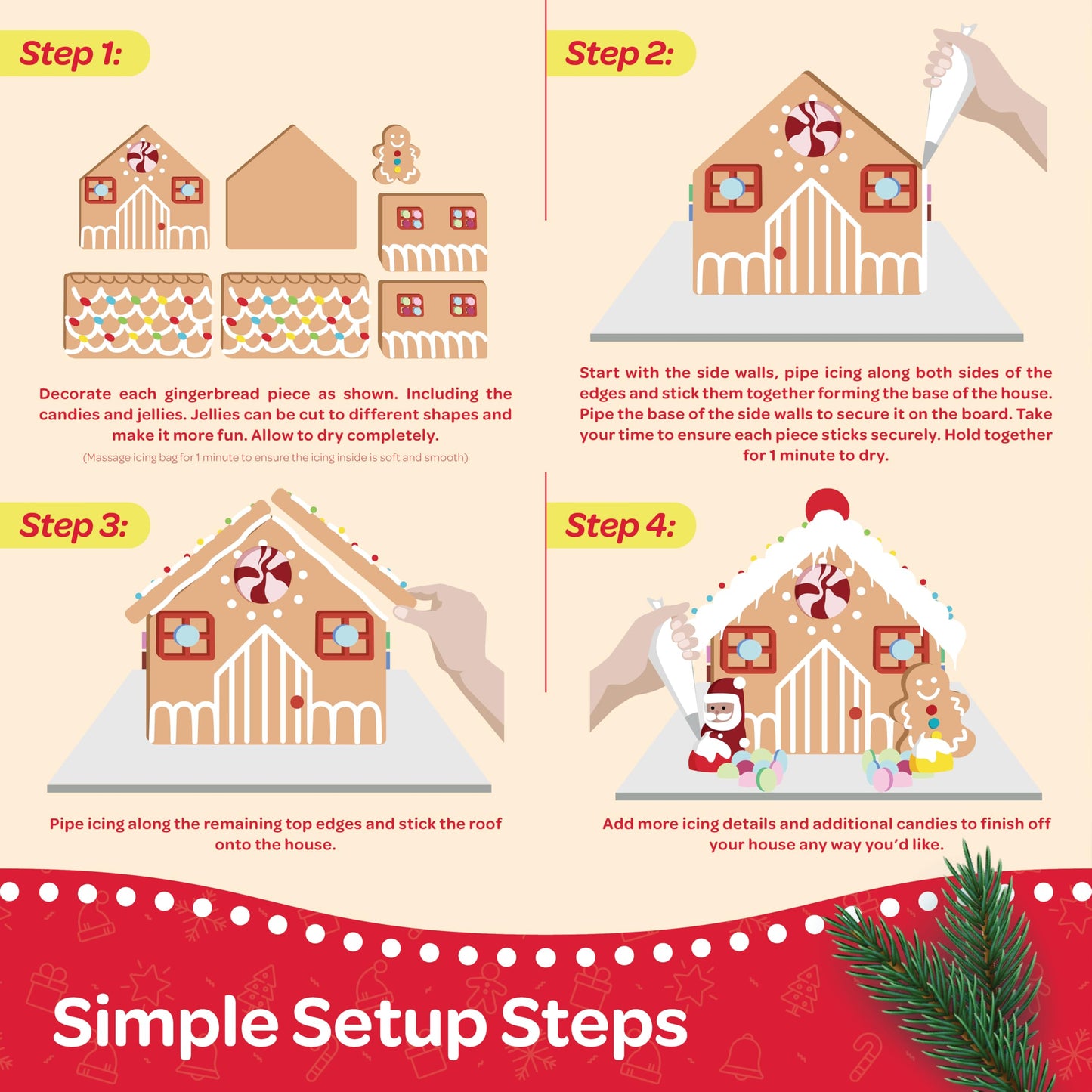 Gingerbread House kit [Set of 2] DIY Gingerbread House, Fun Holiday Activity for Kids, Ease Crafted Grooves Decor Kit of 2 House
