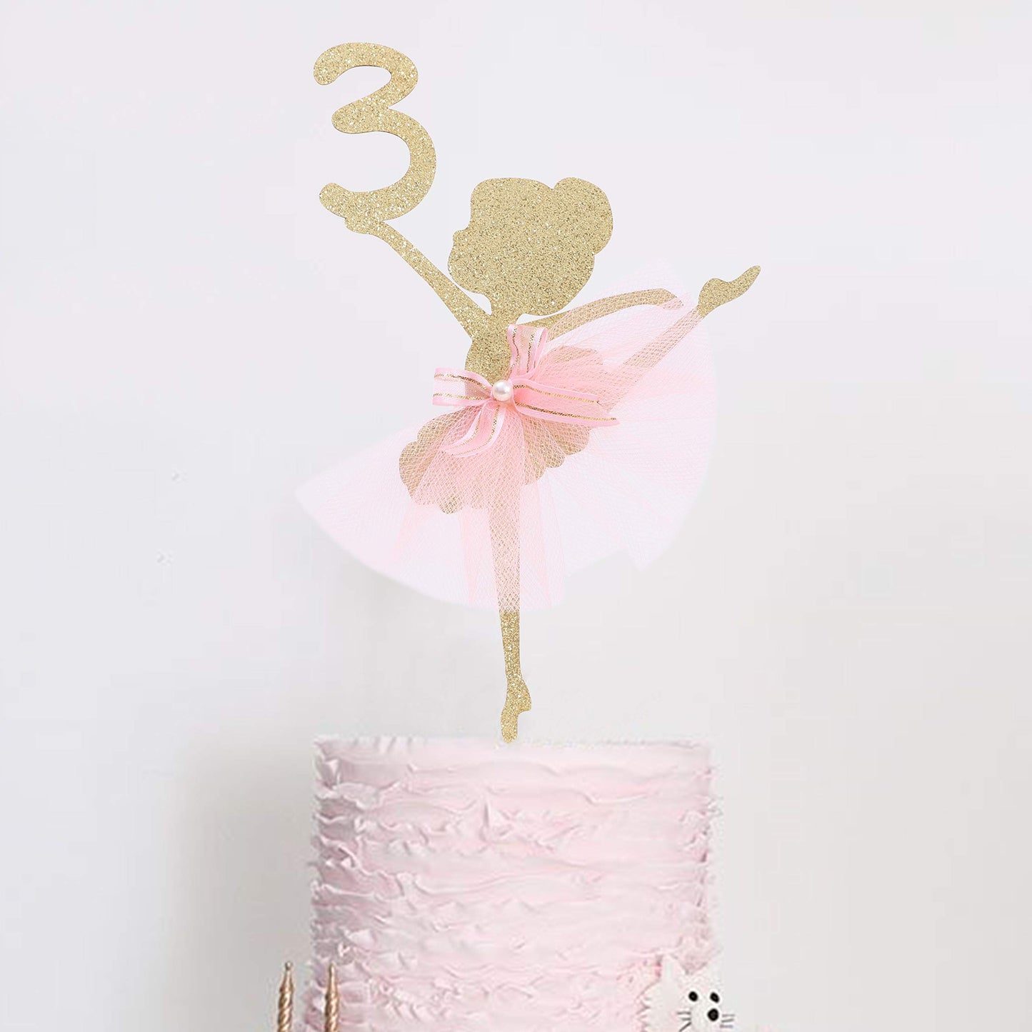 Ballet Cake Topper 1 To 5 Years Old - Ballerina, Birthday Party Decoration, Dancing Princess, Studio Photo Props (Ballerina 3)