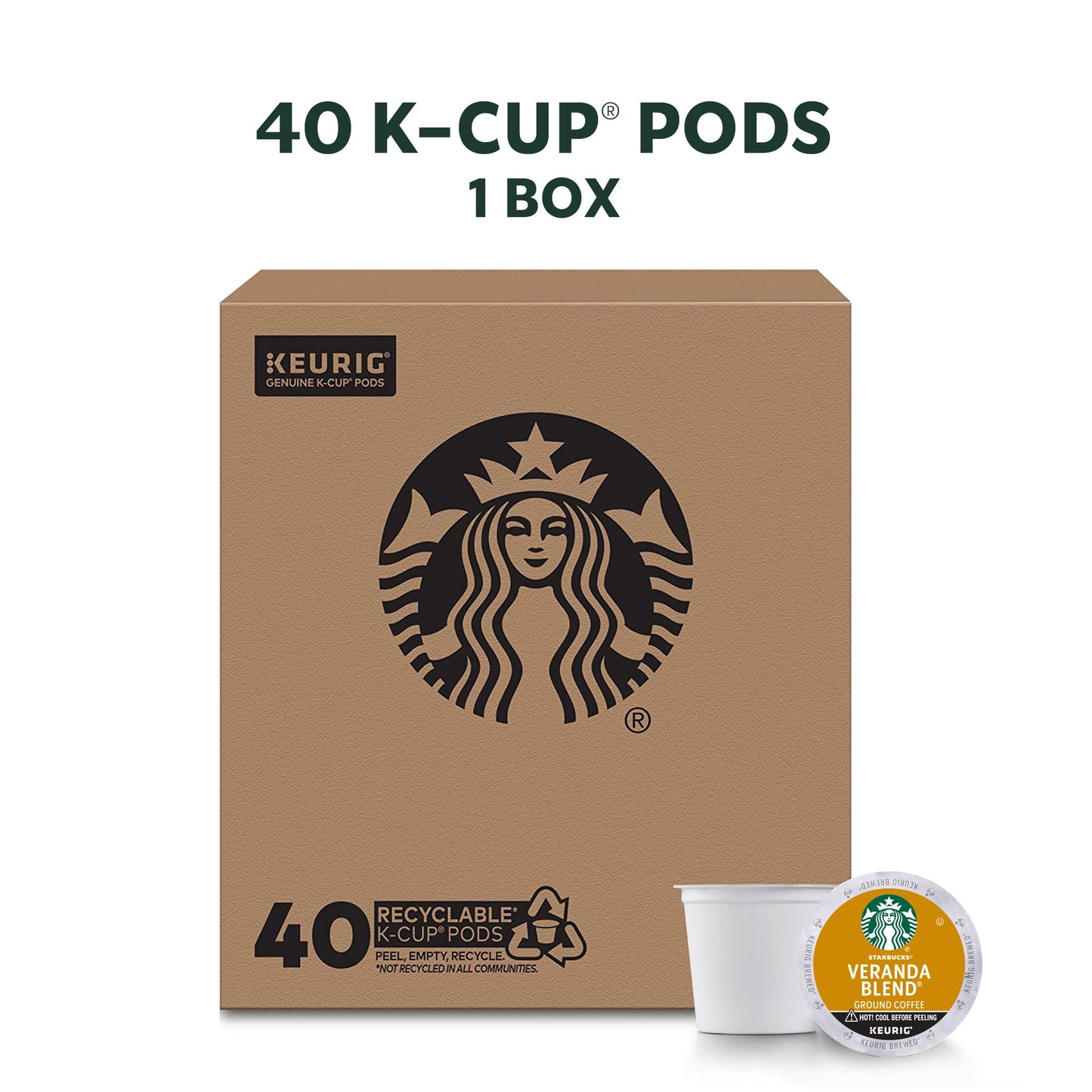 Starbucks K-Cup Coffee Pods - Light Roast Veranda - 40 Count - For Keurig malt-inspired