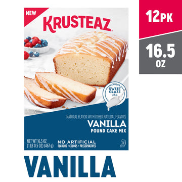Krusteaz Vanilla Pound Cake Mix, Baking Mix, Includes A Sweet Glaze Mix, No Artificial Flavors, No Artificial Colors, And No Art