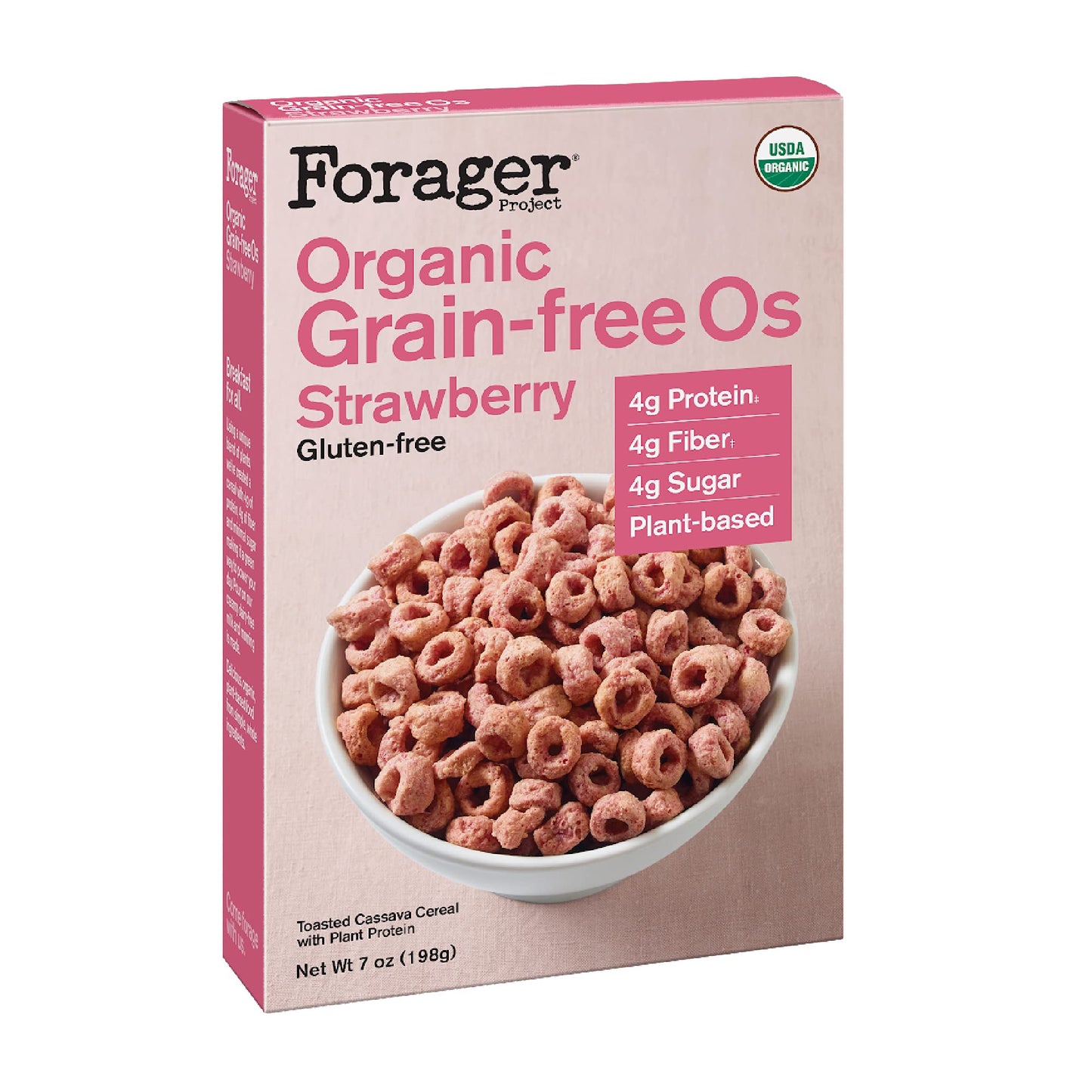 Forager Project Grain & Gluten-Free Vegan Breakfast Cereal | Dairy-Free, Organic, Low Sugar, Plant-Based Protein | 7Oz - Strawbe
