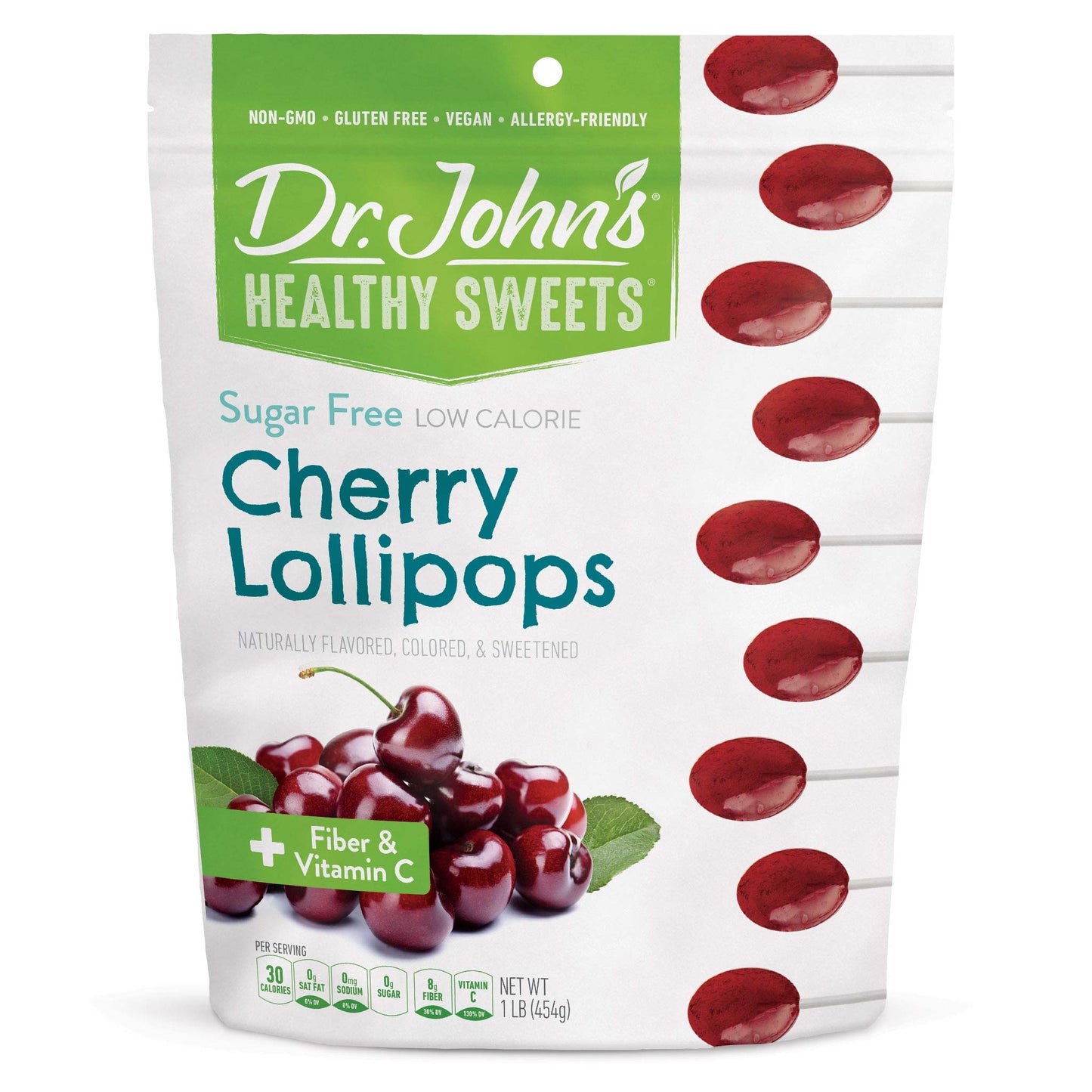 Dr. John'S Healthy Sweets Sugar Free Cherry Oval Lollipops (60 Count, 1 Lb)