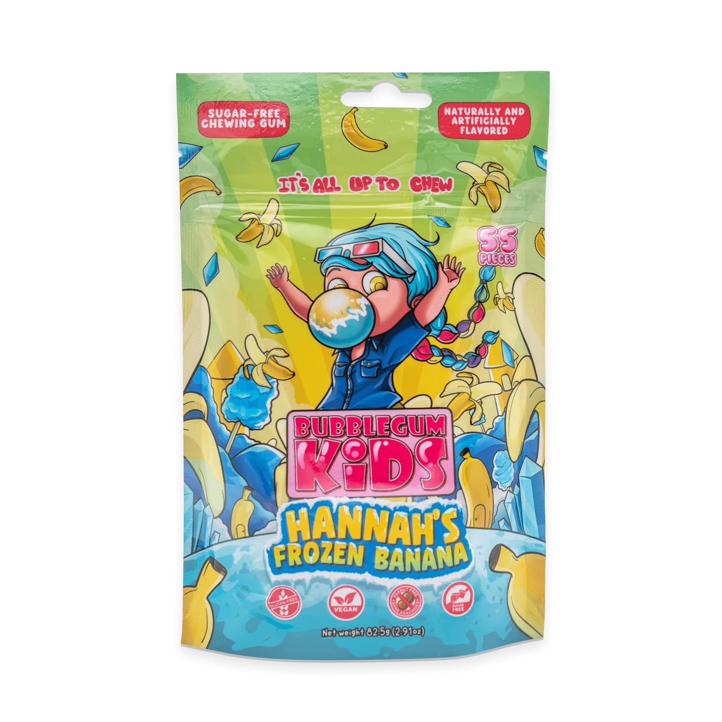 Bubblegum Kids Sugar Free Gum - Vegan Friendly - 55 Count Pack - Retro Bubble Gum for Kids and Adults - Burst of Sweet Flavor