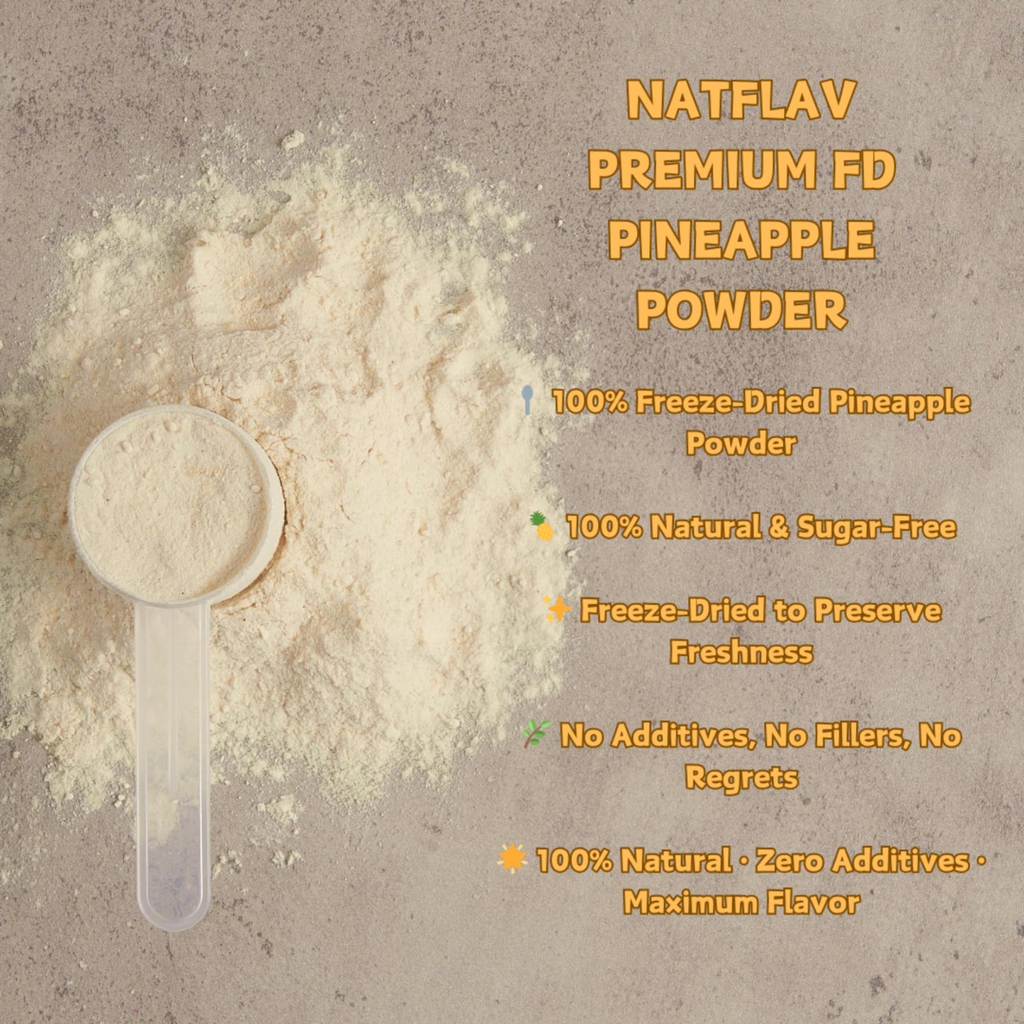 NAT FLAV Freeze Dried Pineapple Powder - 10.5oz/300g | 100% Natural, No Added Sugar, No Preservatives | Pure Tropical Flavor for