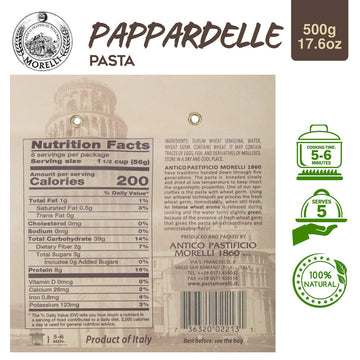 Morelli Pappardelle Pasta Noodles - Imported Italian Duspirit-inspired flavor Wheat - 17.6oz (Pack of 2) - Off-white