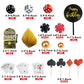 DRWATE  card-style Cake Toppers - 30 PCS Gold  card-style Chips & Mini Slot Machine - 1.9 x 1.1 for Birthday Party Decorations