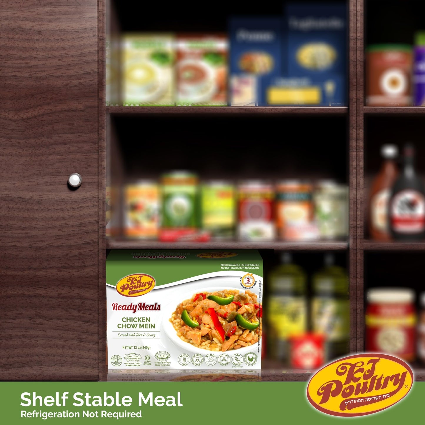 Kosher Chicken Chow Mein, Mre Meat Meals Ready To Eat, Gluten Free (6 Pack) Prepared Entree Fully Cooked, Shelf Stable Microwave