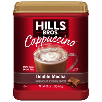Hills Bros Instant Double Mocha Cappuccino Mix, Easy To Use, Enjoy Coffeehouse Flavor From Home, Frothy, Rich Chocolate, Brown, 