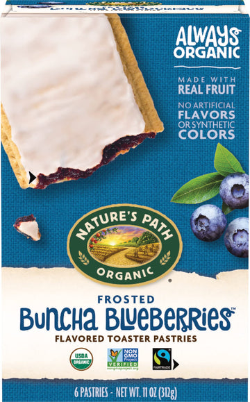 Natures Path Organic Toaster Pastries Frosted Buncha Blueberries 72 count (Pack of 12 11 Oz Boxes)