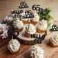Gyufise 24Pcs Black Glitter 65Th Birthday Cupcake Toppers Hello 65 Sixty Five Cake Toppers 65 & Fabulous Cupcake Picks For 65Th