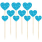 Gyufise Heart Cupcake Toppers 30Pcs Glitter Paper Picks for Valentines Day Party Decorations, Blue, Model ZN0555-BL