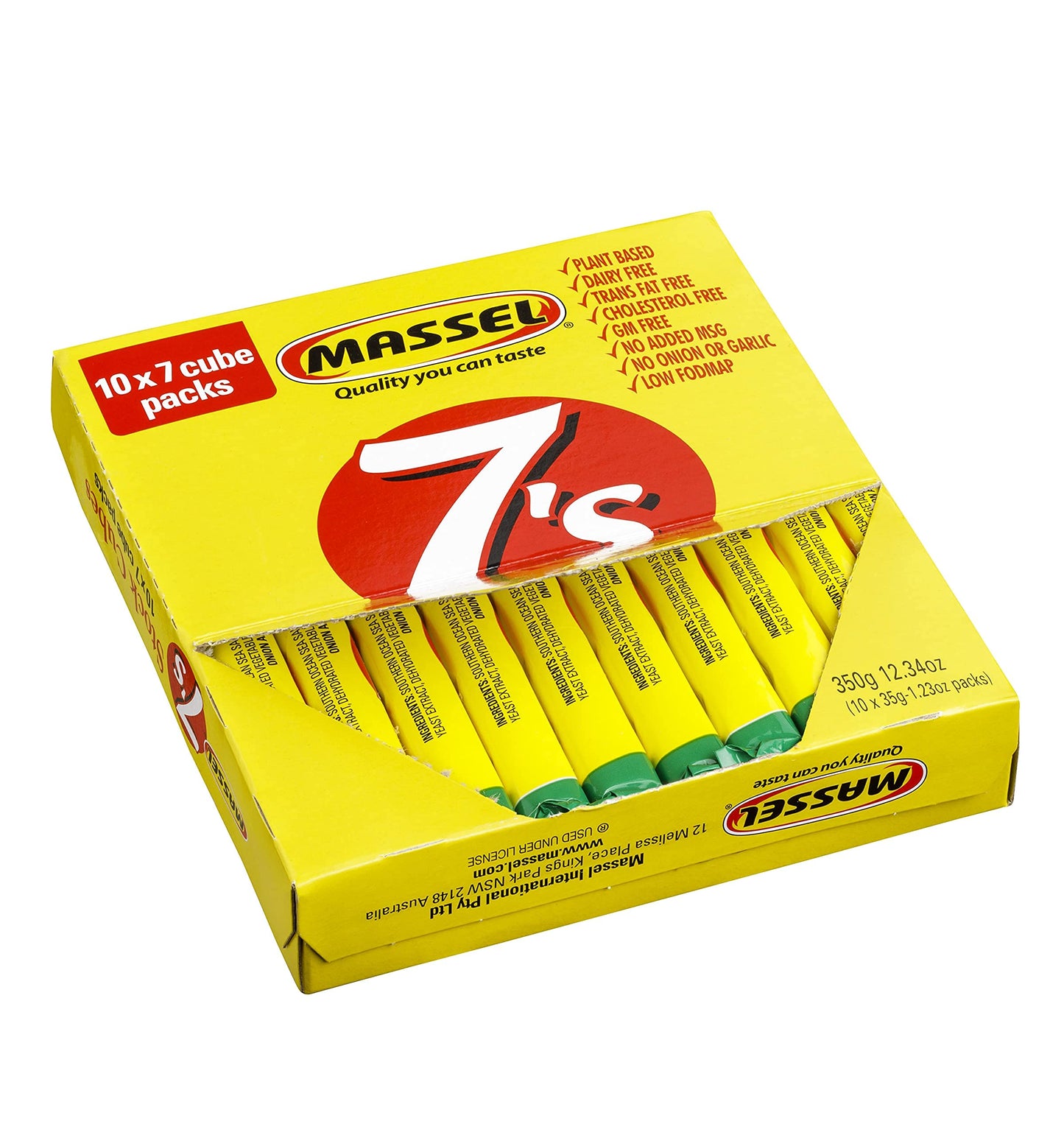 Massel 7's Stock Cubes Vegetable Bouillon Broth - No MSG, Gluten-Free Soup Base - Bulk Pack (10 x 35g)