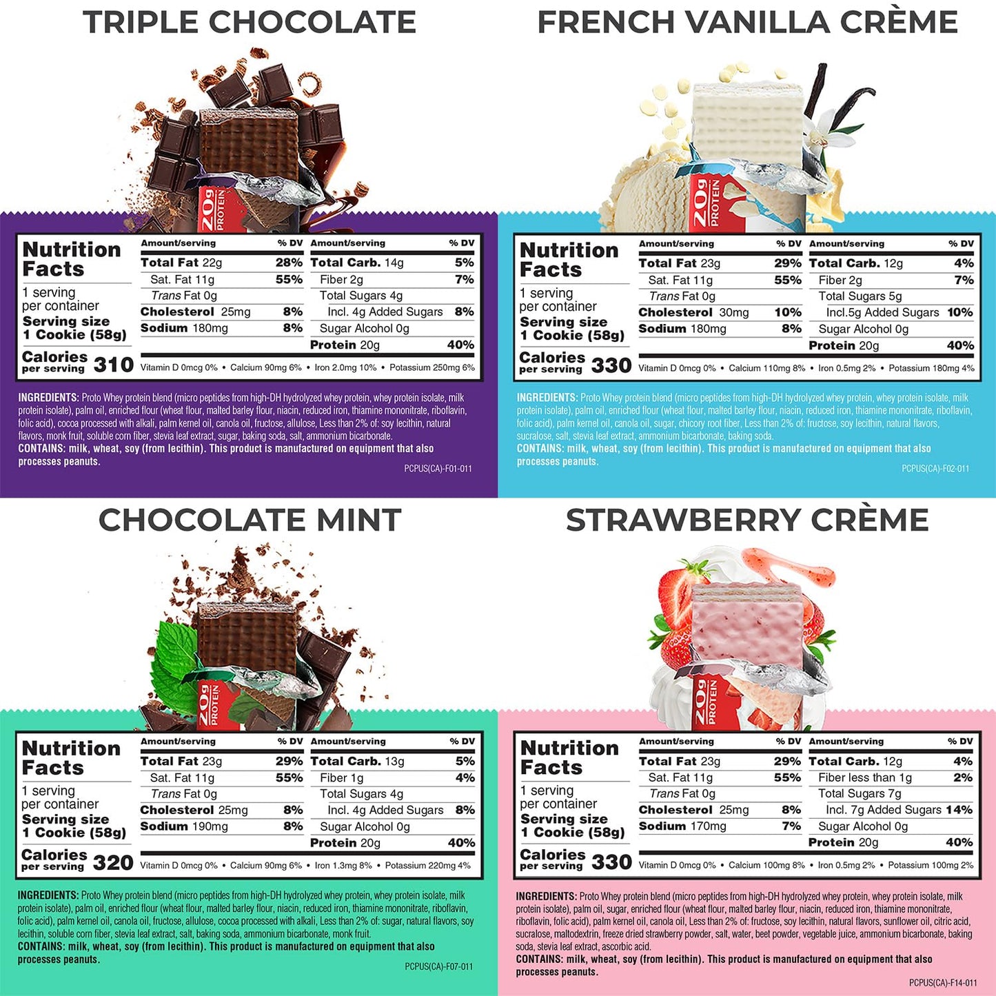 Power Crunch PRO Protein Wafer Bars, Variety Pack, in 4 Flavors 2.0 Ounce Bars (16 Count). High Protein