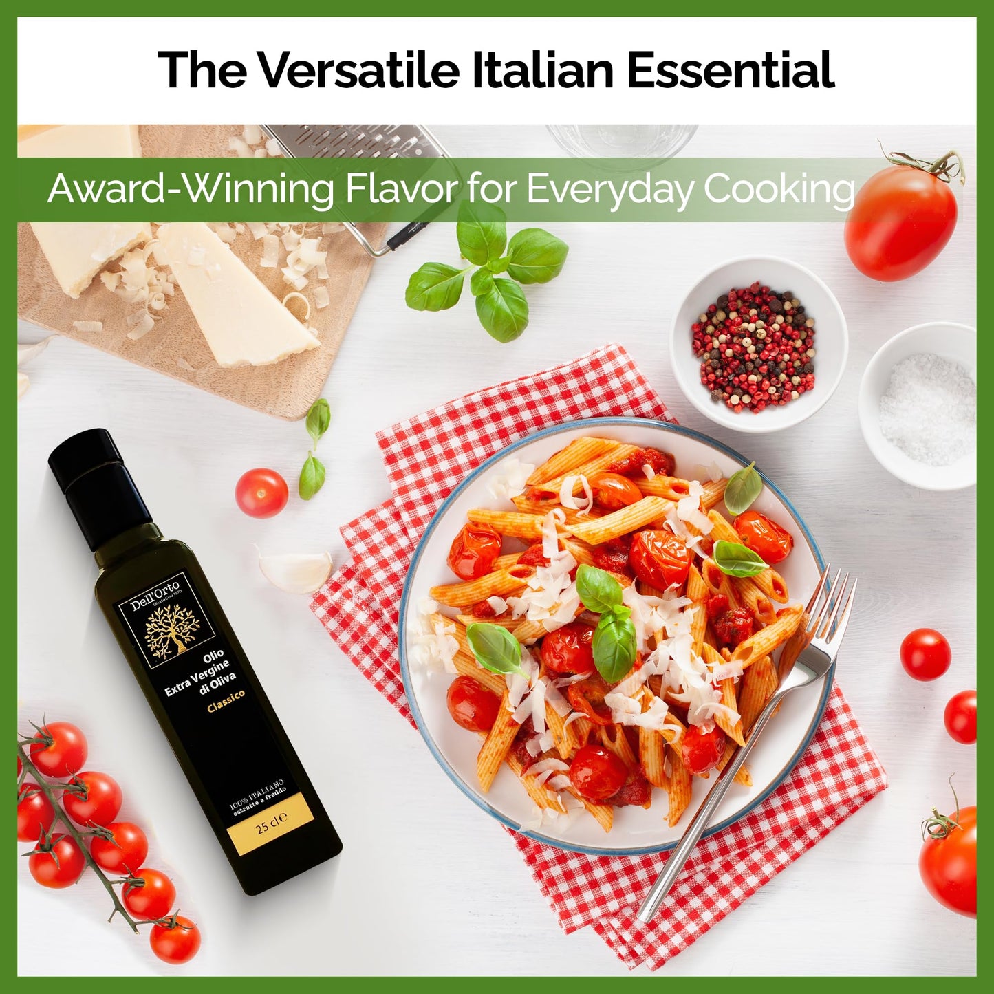 DellOrto Extra Virgin Olive Oil, First Cold Pressed, Low Acidity, 750ml (25.4 fl oz)
